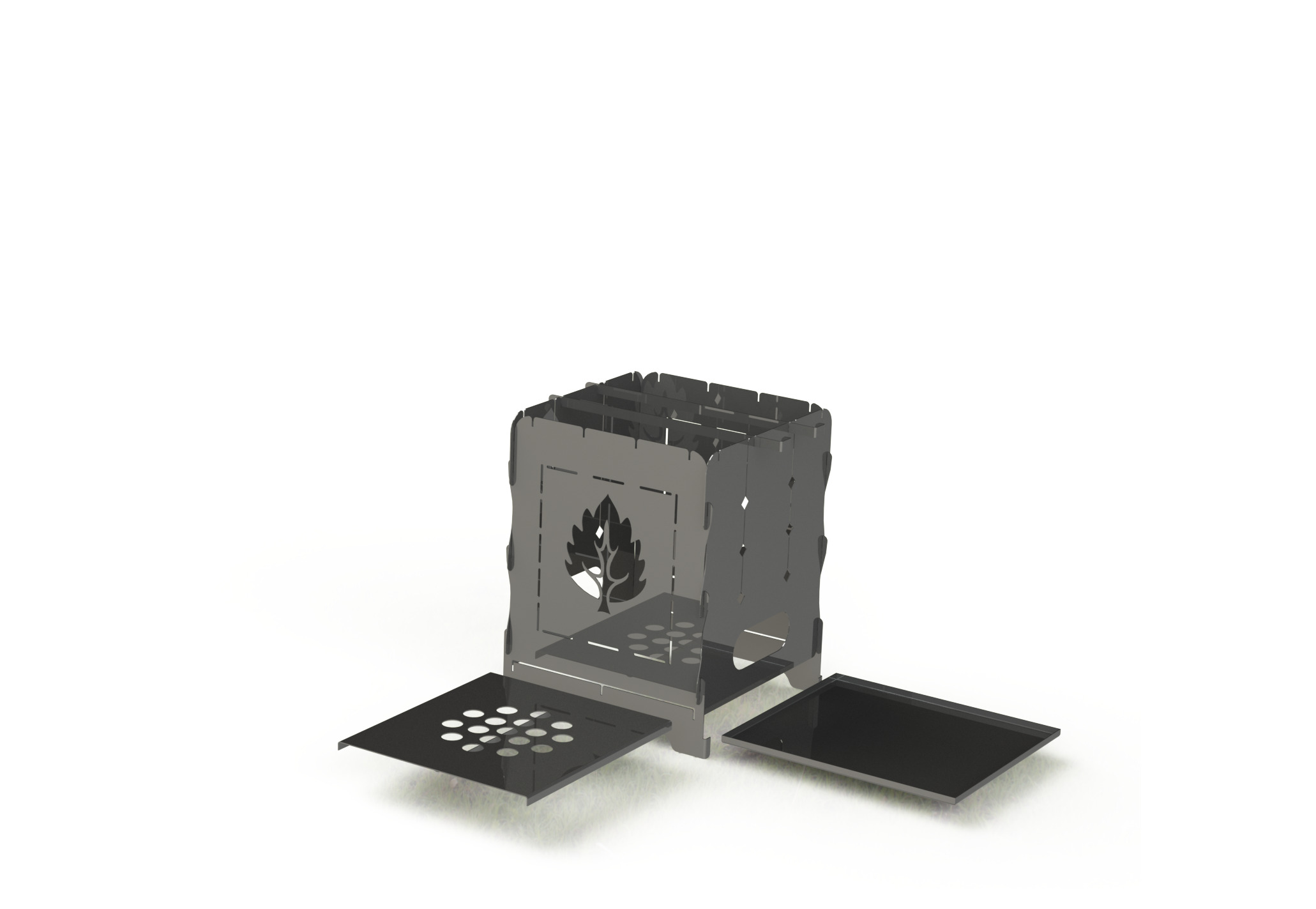 OakFlame Portable LaserCut Firebox SldWrks DWG Build Guide 3D print model_4