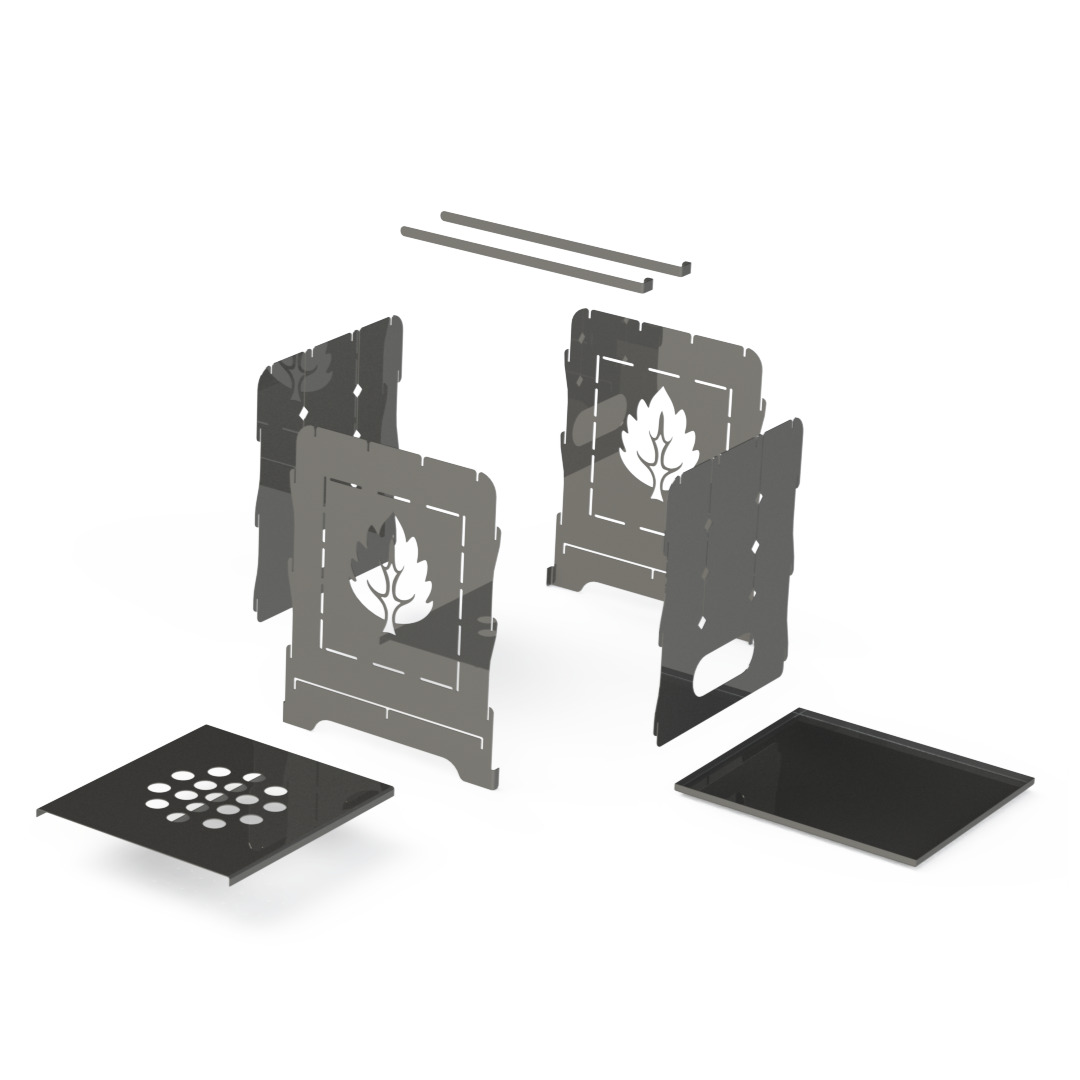 OakFlame Portable LaserCut Firebox SldWrks DWG Build Guide 3D print model_1