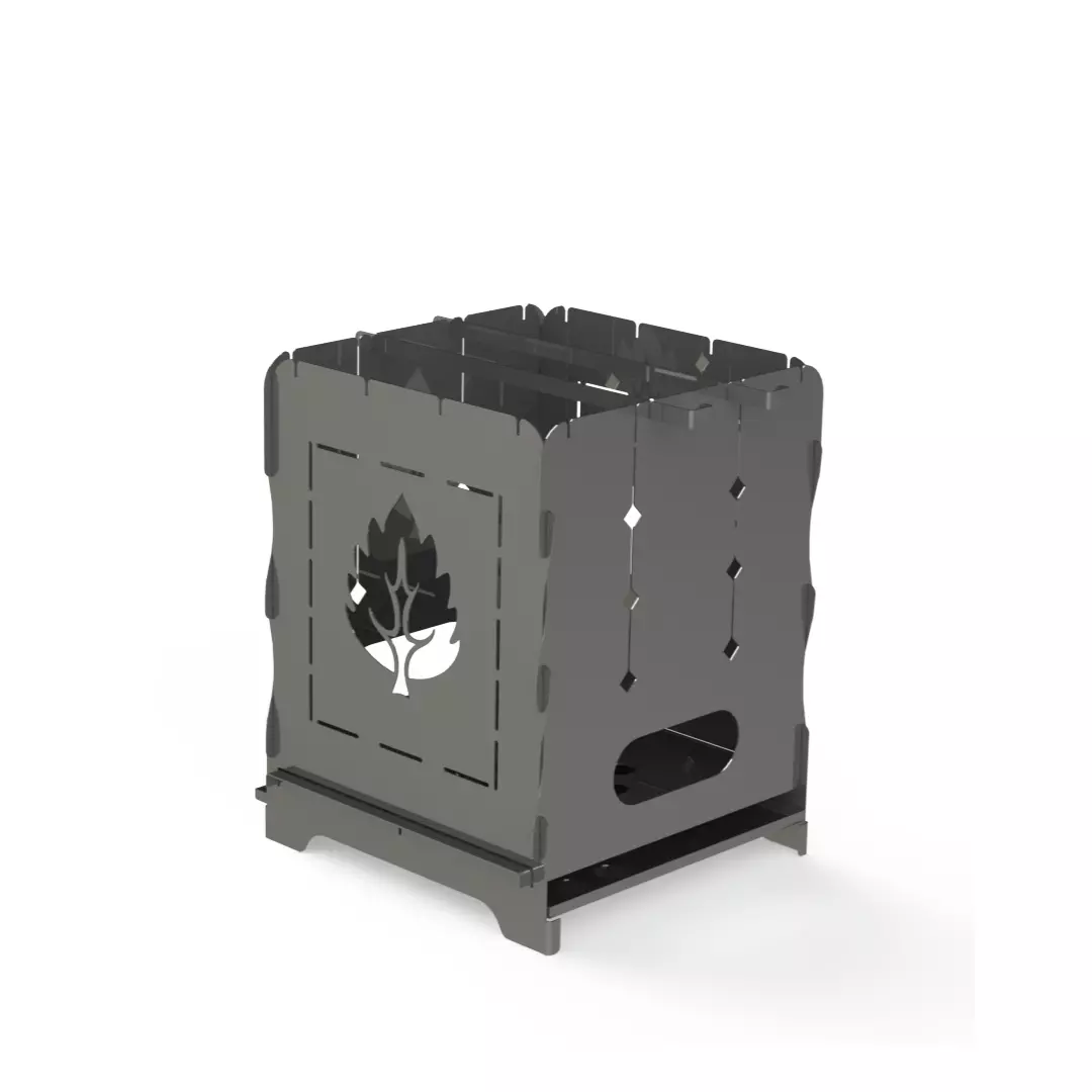 OakFlame Portable LaserCut Firebox SldWrks DWG Build Guide 3D print model_0