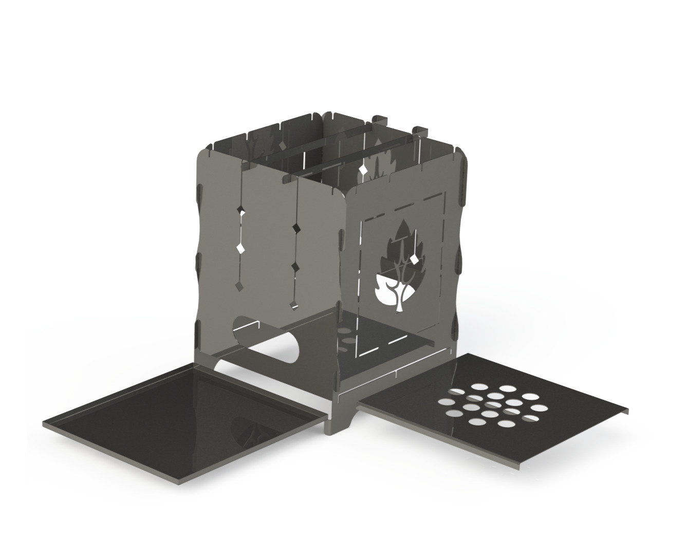OakFlame Portable LaserCut Firebox SldWrks DWG Build Guide 3D print model_3