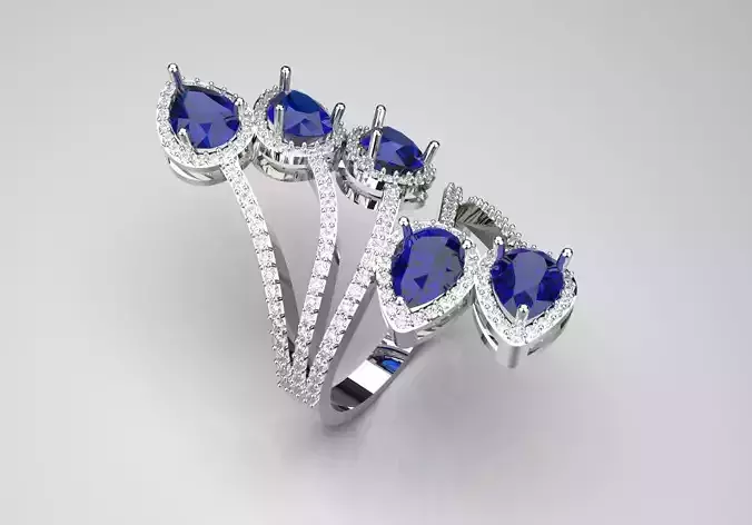 Luxury white gold ring with sapphire model jr00077