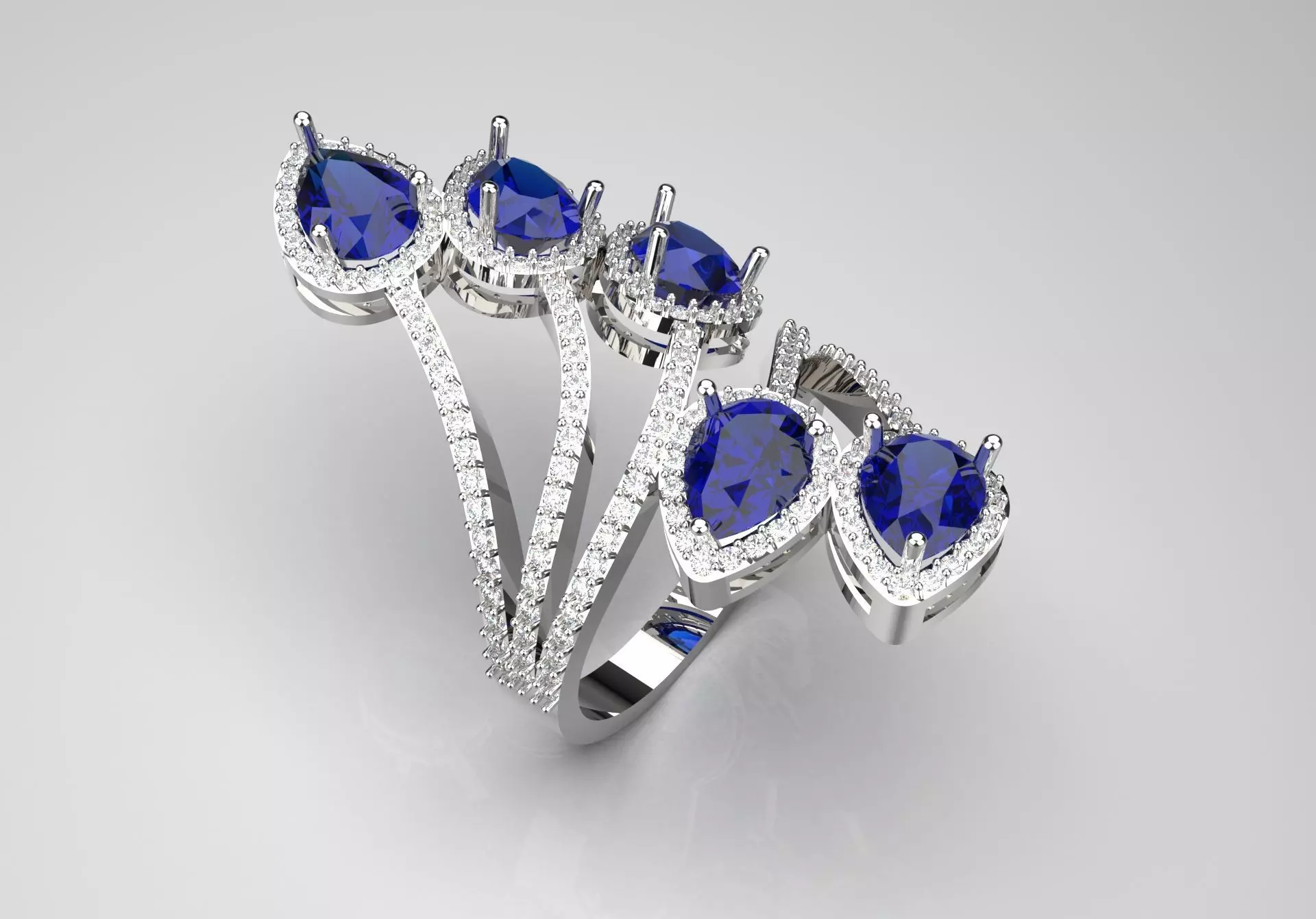 Luxury white gold ring with sapphire model jr00077 3D print model