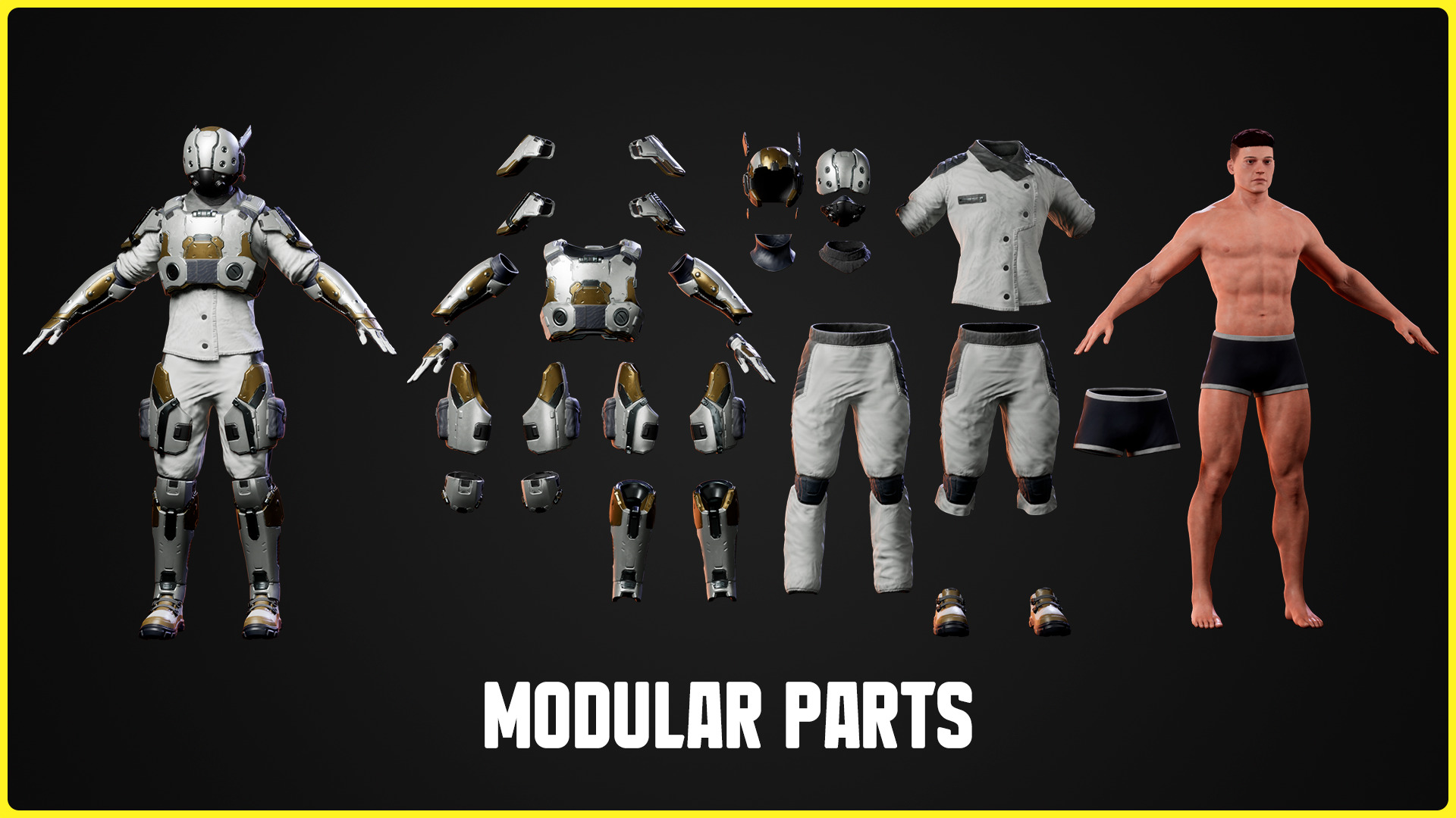 Modular Sci-fi Characters 03 Low-poly 3D model_14