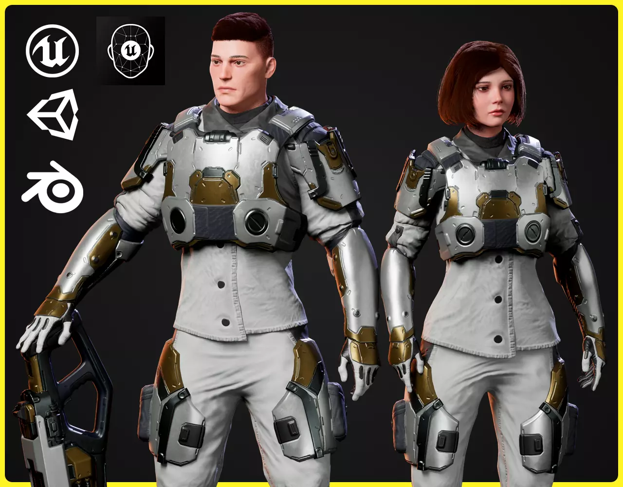 Modular Sci-fi Characters 03 Low-poly 3D model_0