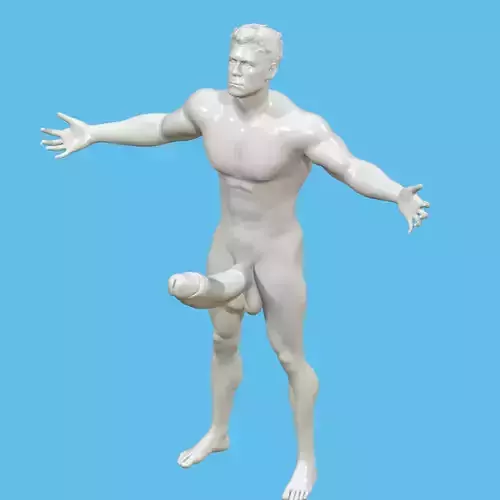 male character with huge dick penis 3D print model