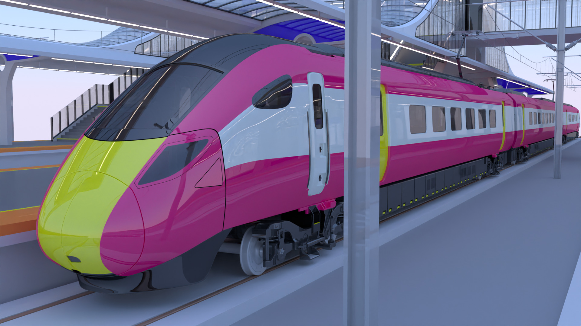 Station with Azuma train II 3D model_3