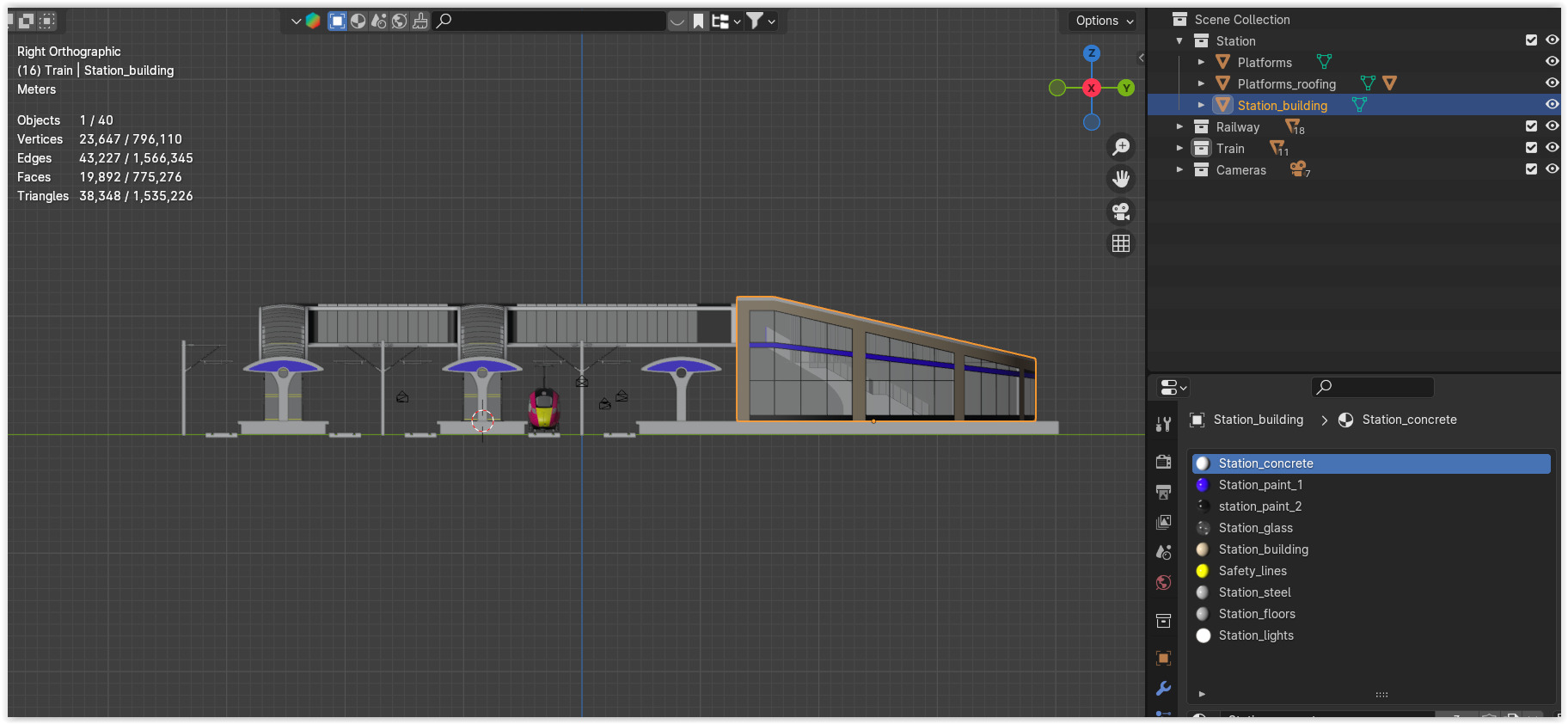 Station with Azuma train II 3D model_13
