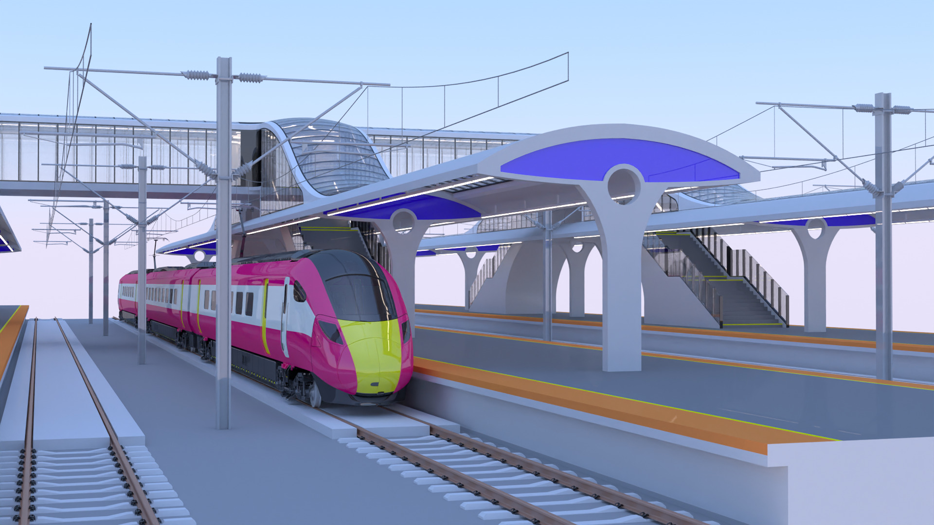 Station with Azuma train II 3D model_1