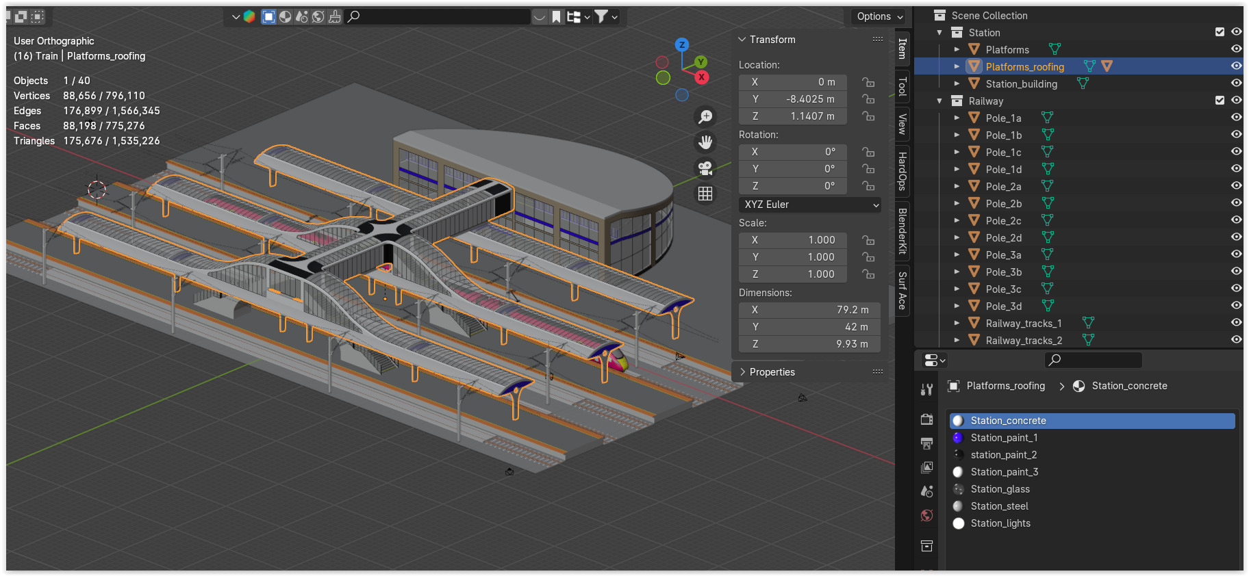 Station with Azuma train II 3D model_11
