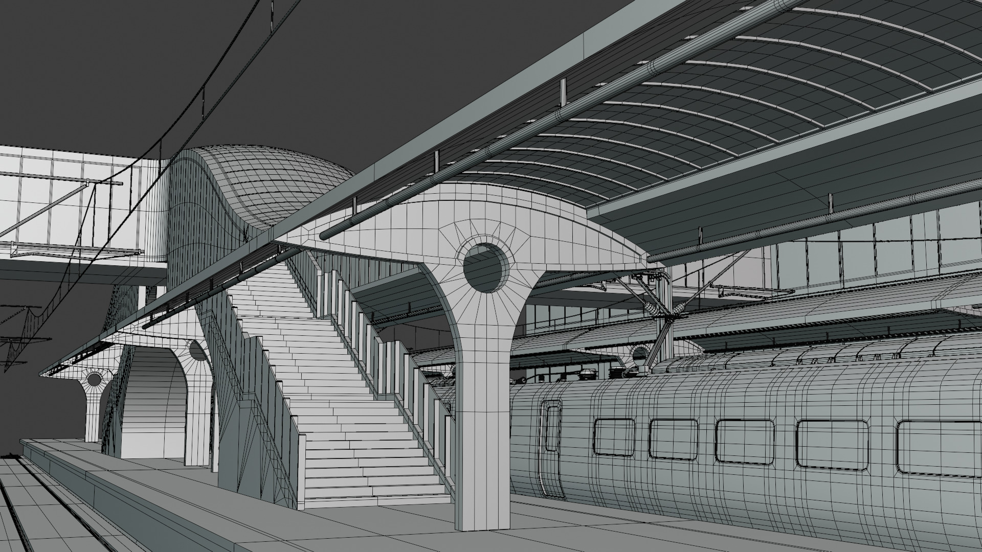 Station with Azuma train II 3D model_10