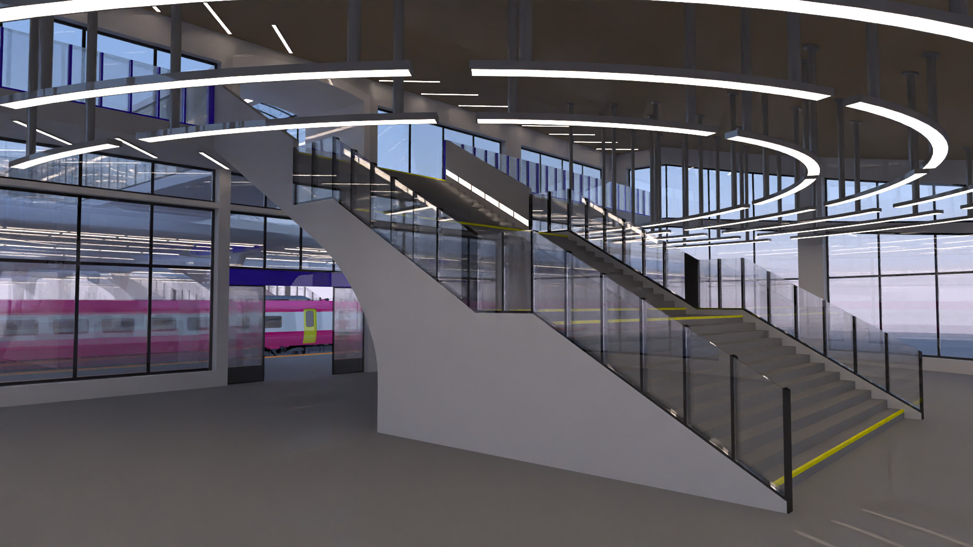 Station with Azuma train II 3D model_7