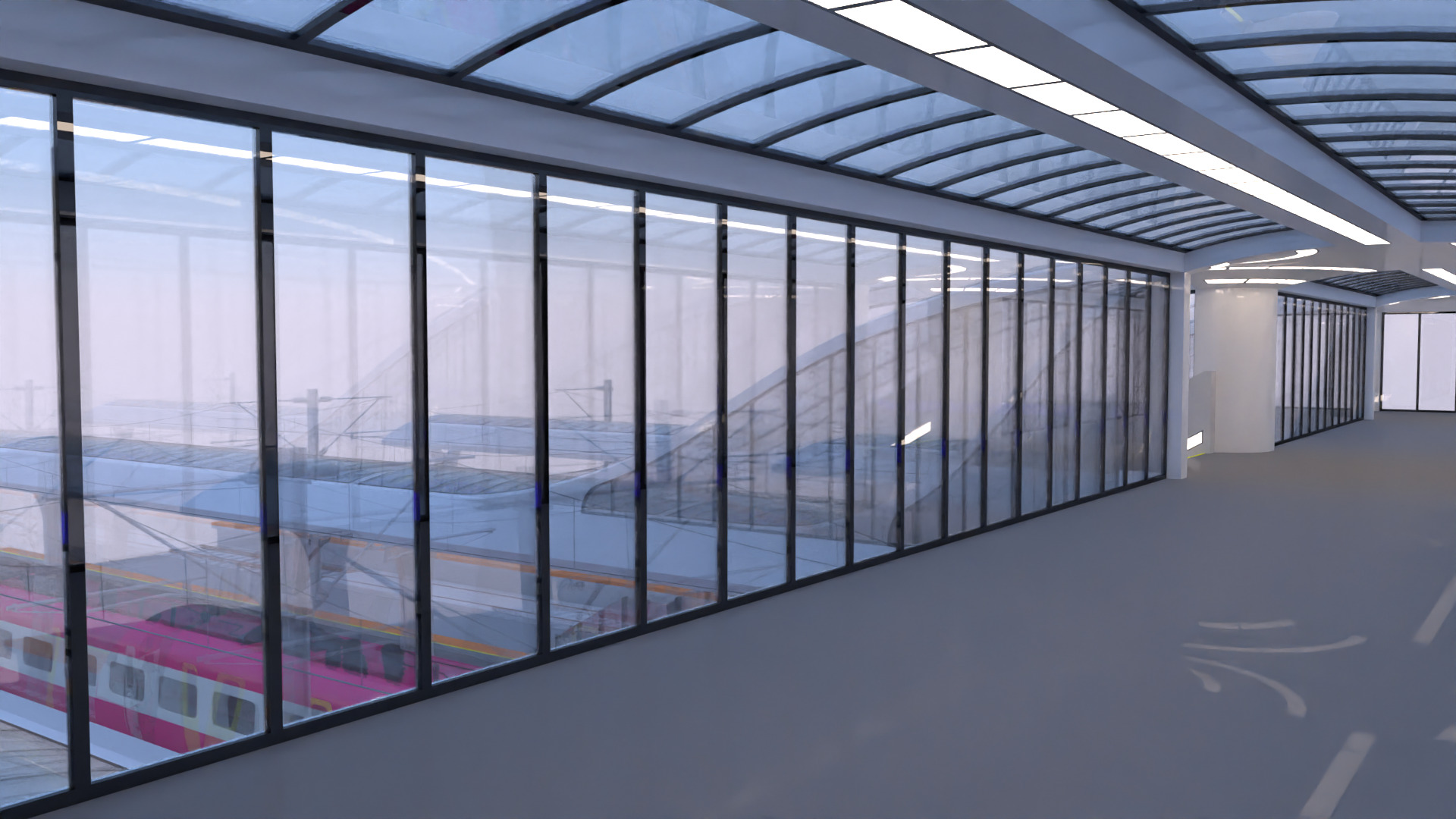 Station with Azuma train II 3D model_8