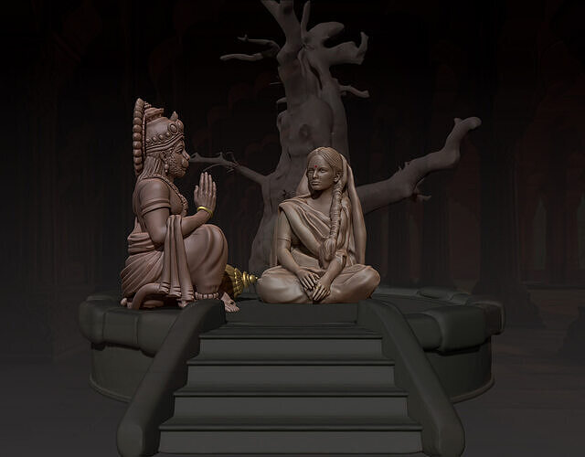 Lord Hanuman and Goddess Sita  3D print model