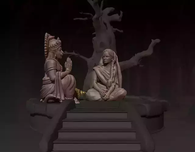 Lord Hanuman and Goddess Sita 