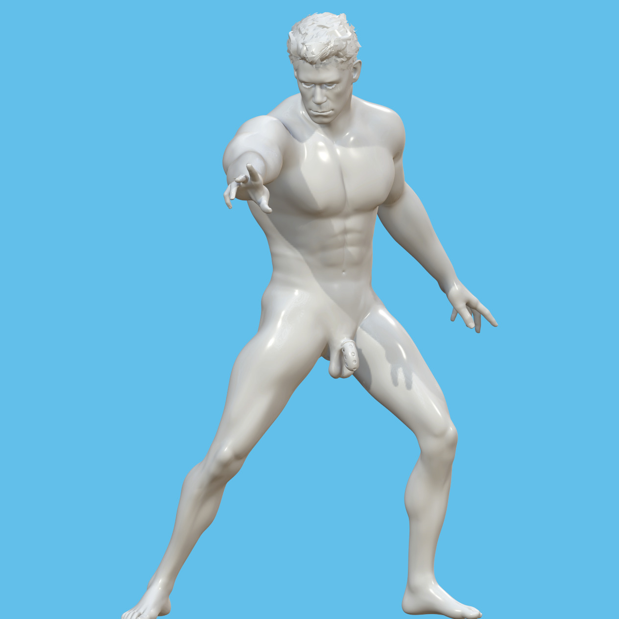 male character with penis in chastity case 3D print model_1