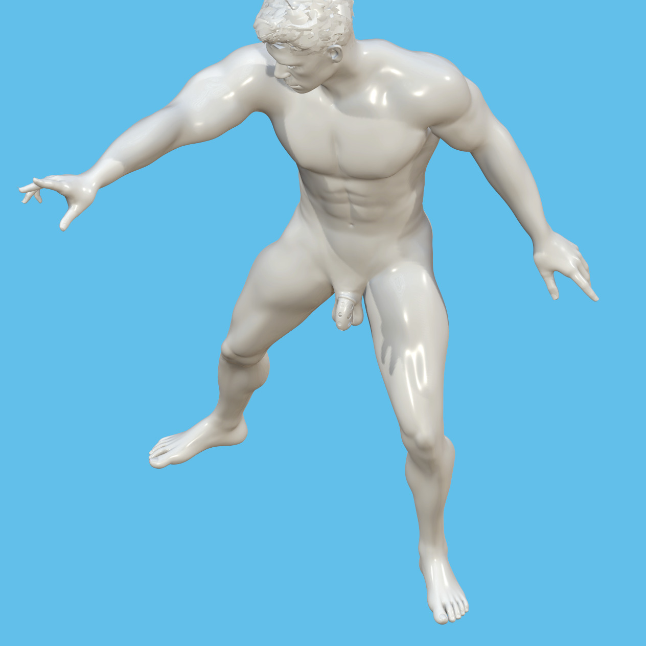 male character with penis in chastity case 3D print model_5