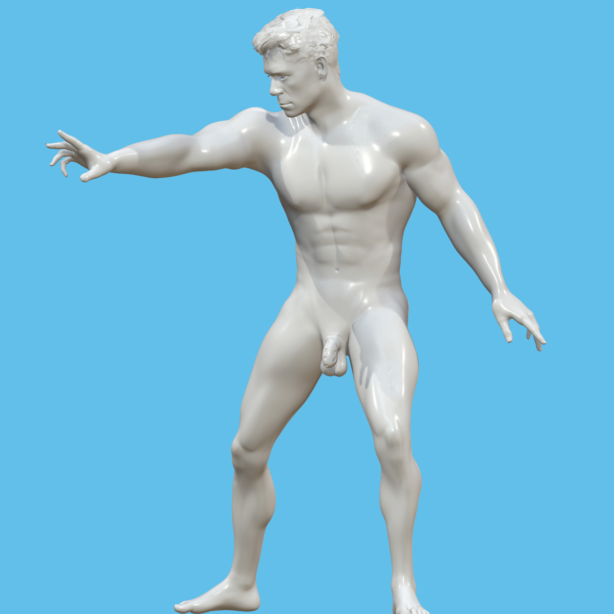 male character with penis in chastity case 3D print model_3