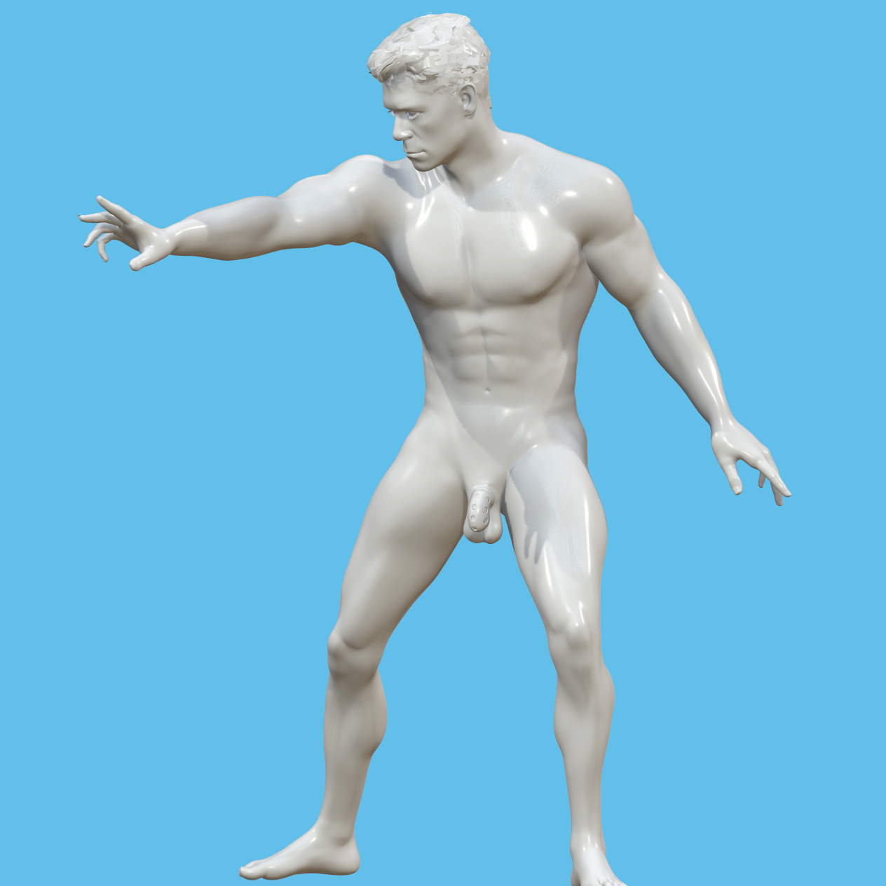 male character with penis in chastity case 3D print model_9