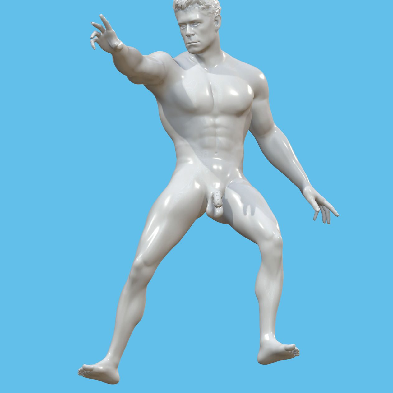male character with penis in chastity case 3D print model_7
