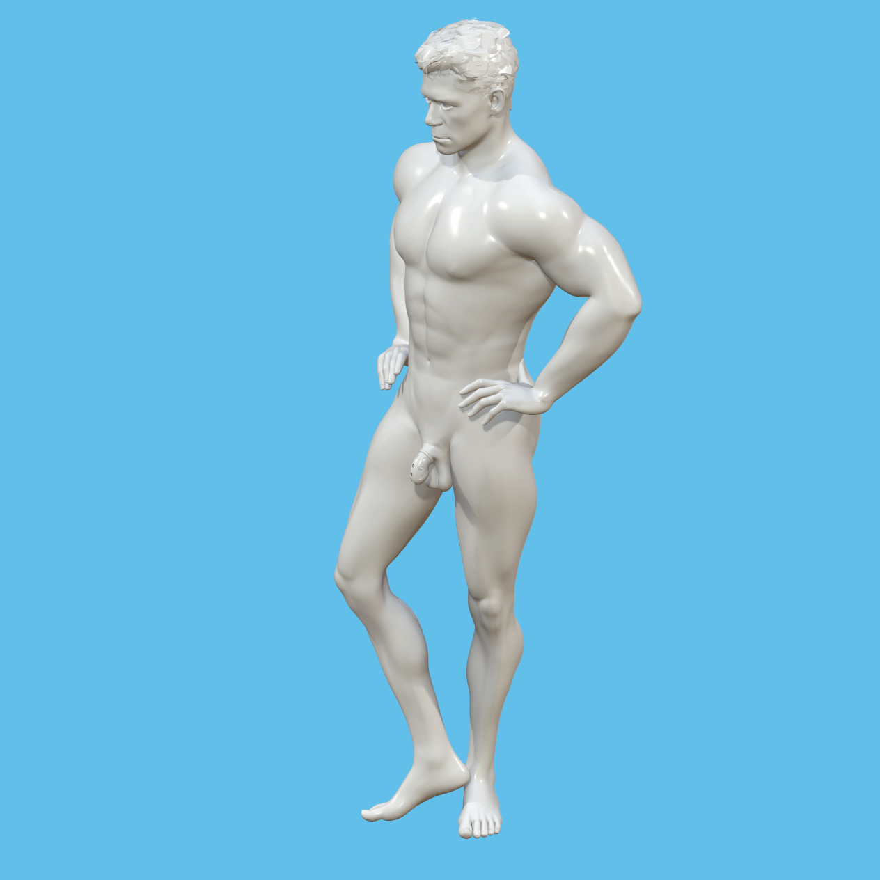 male character with penis in chastity case 3D print model_8