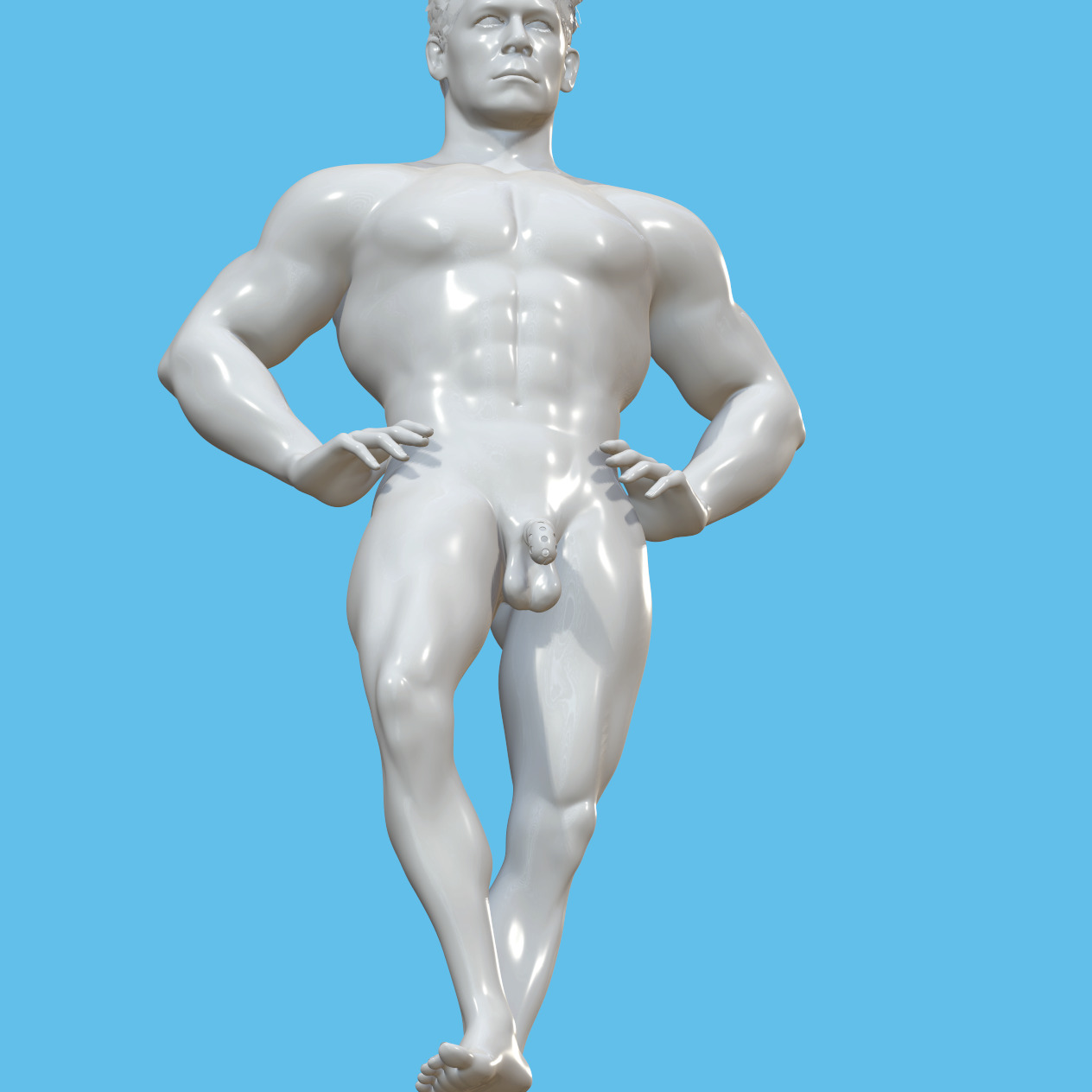 male character with penis in chastity case 3D print model_7