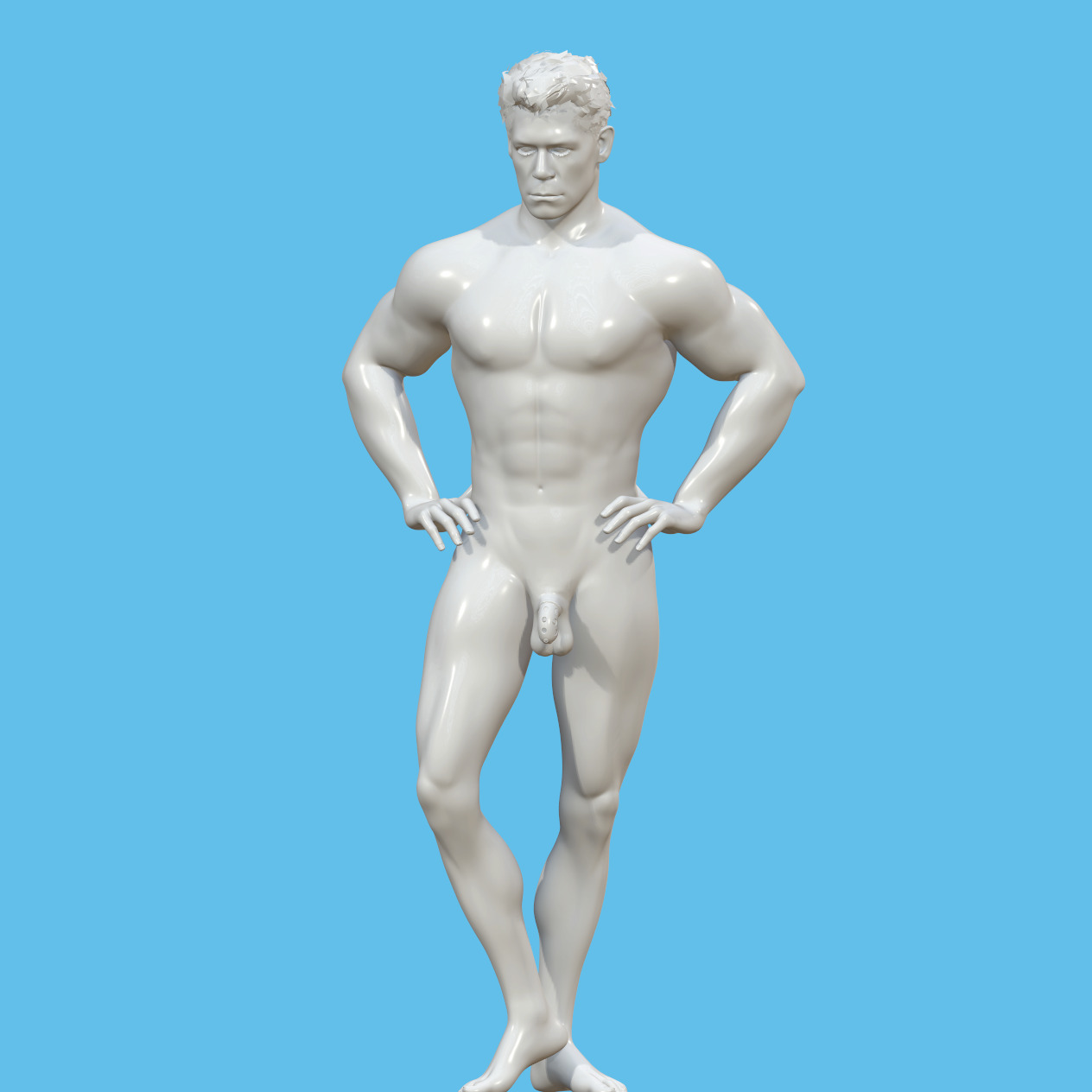 male character with penis in chastity case 3D print model_11