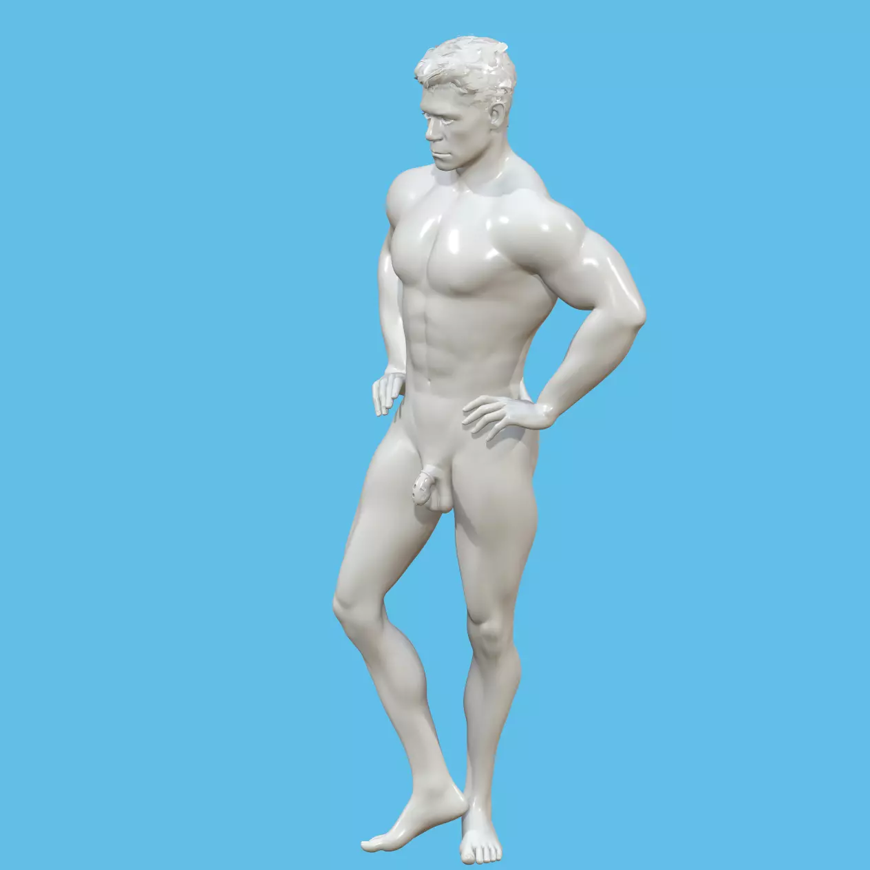 male character with penis in chastity case 3D print model_0