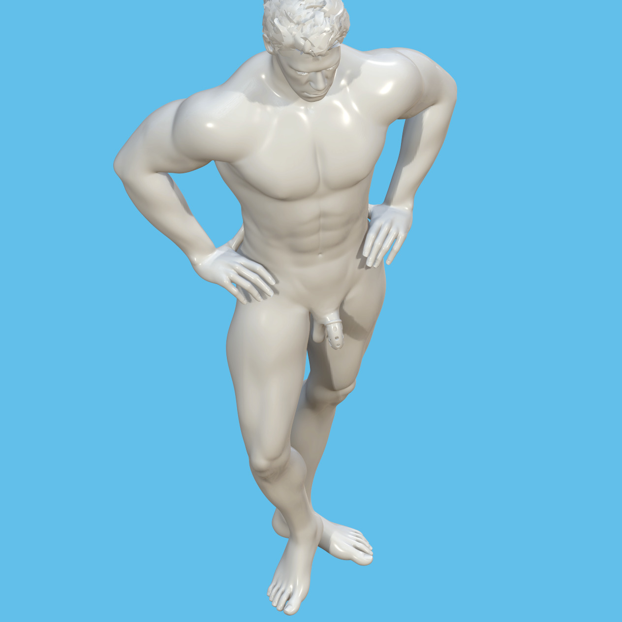 male character with penis in chastity case 3D print model_4