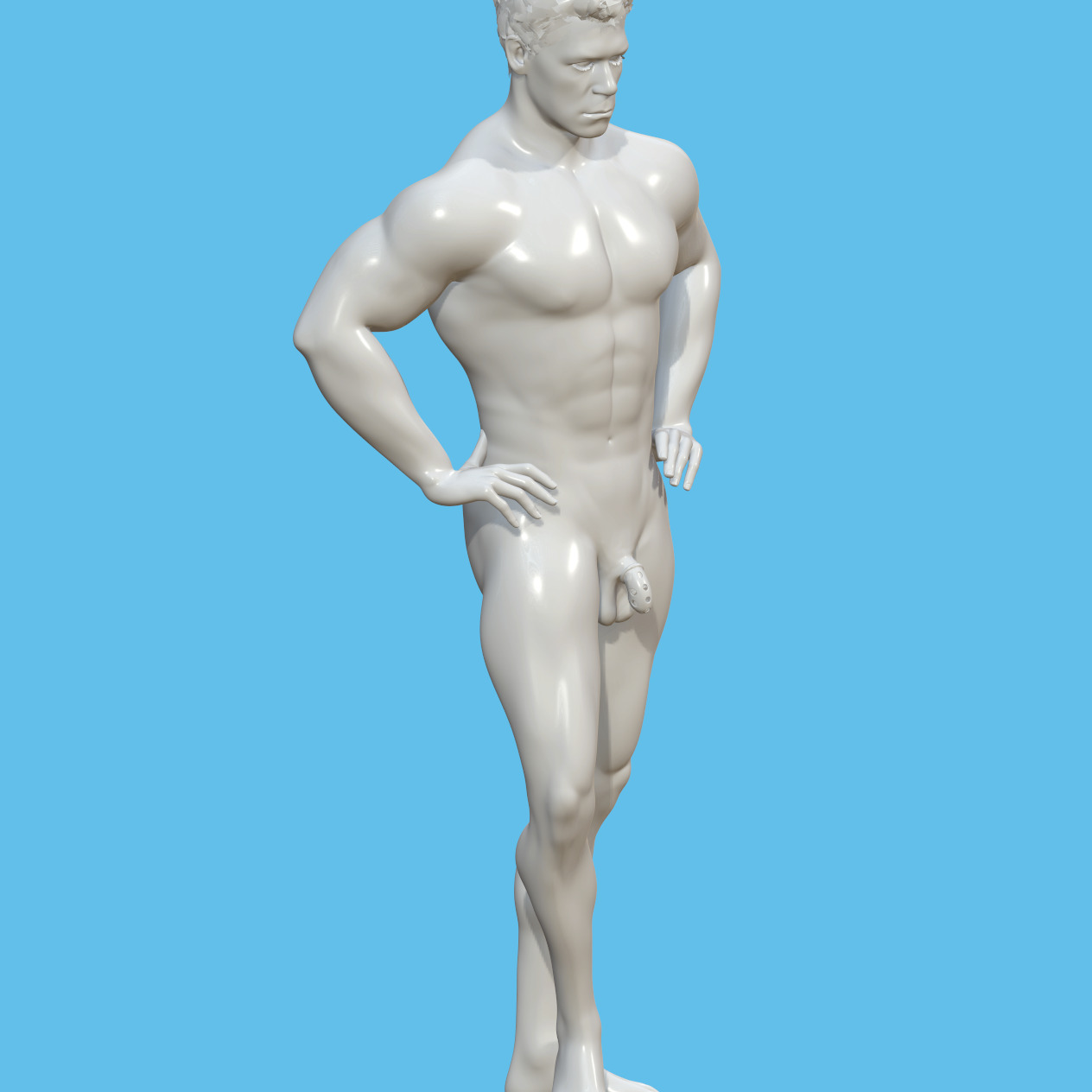 male character with penis in chastity case 3D print model_2