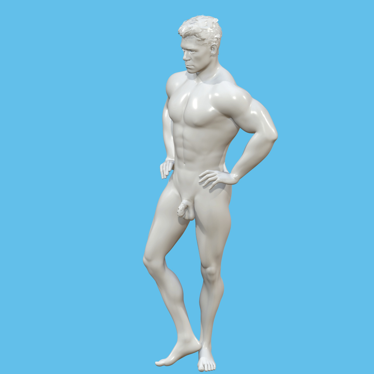 male character with penis in chastity case 3D print model_1