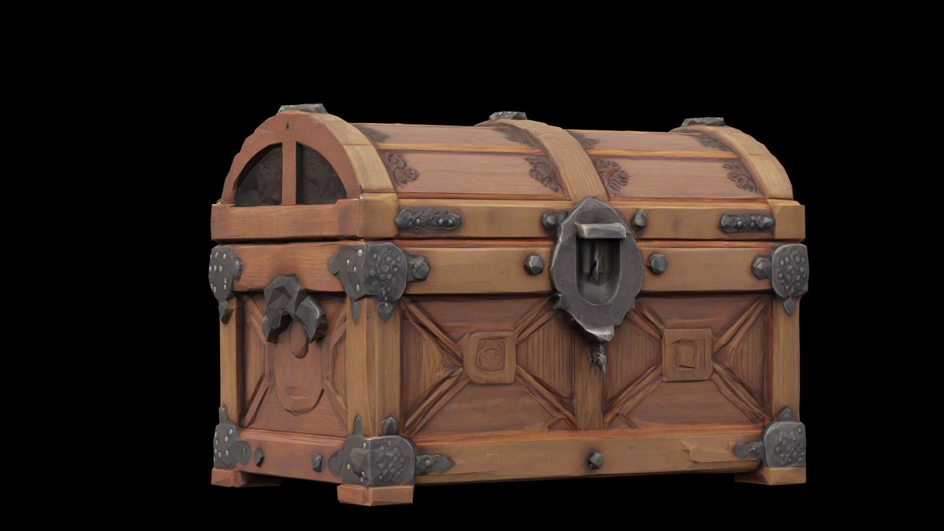 Medieval chest Low-poly 3D model_8