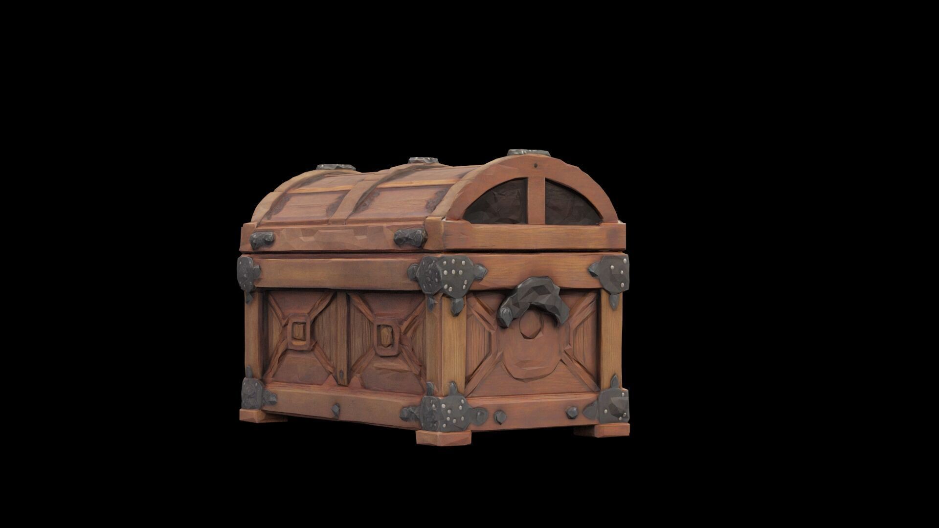 Medieval chest Low-poly 3D model_6