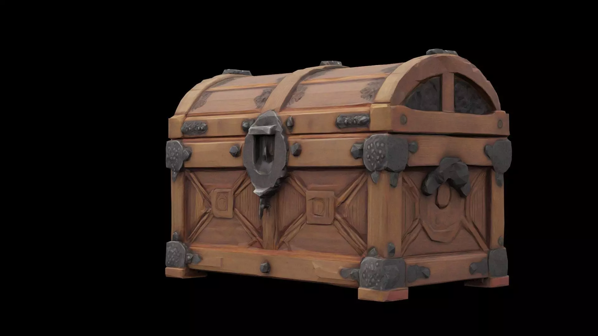 Medieval chest Low-poly 3D model_0