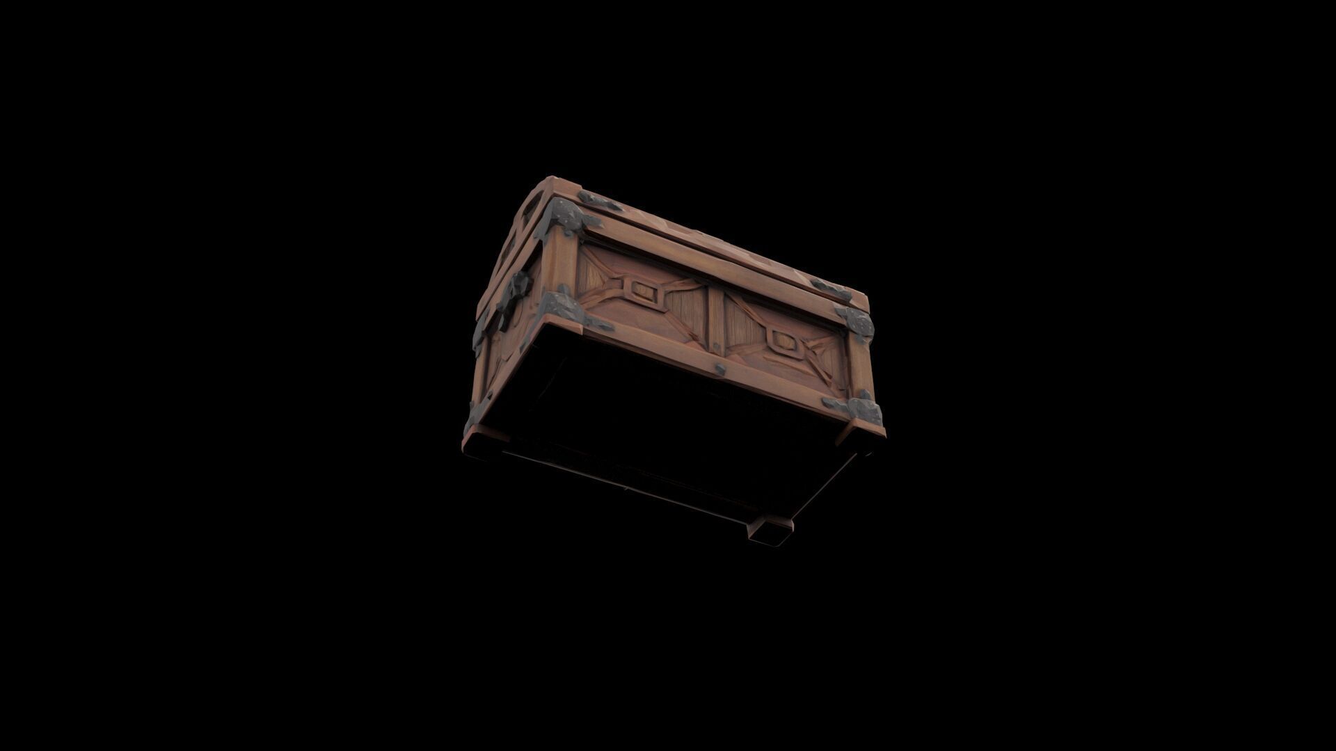 Medieval chest Low-poly 3D model_13