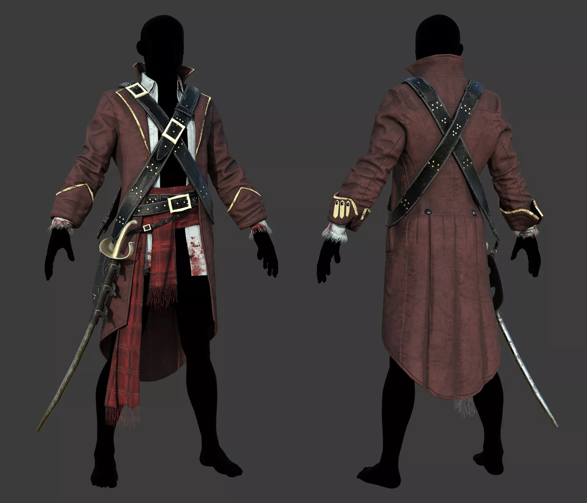 Pirate Captain Character Model Free low-poly 3D model