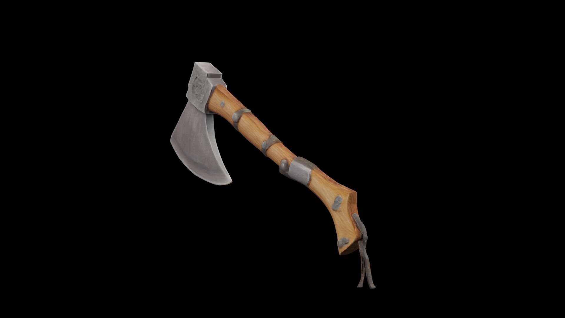 Medieval axe Low-poly 3D model_3