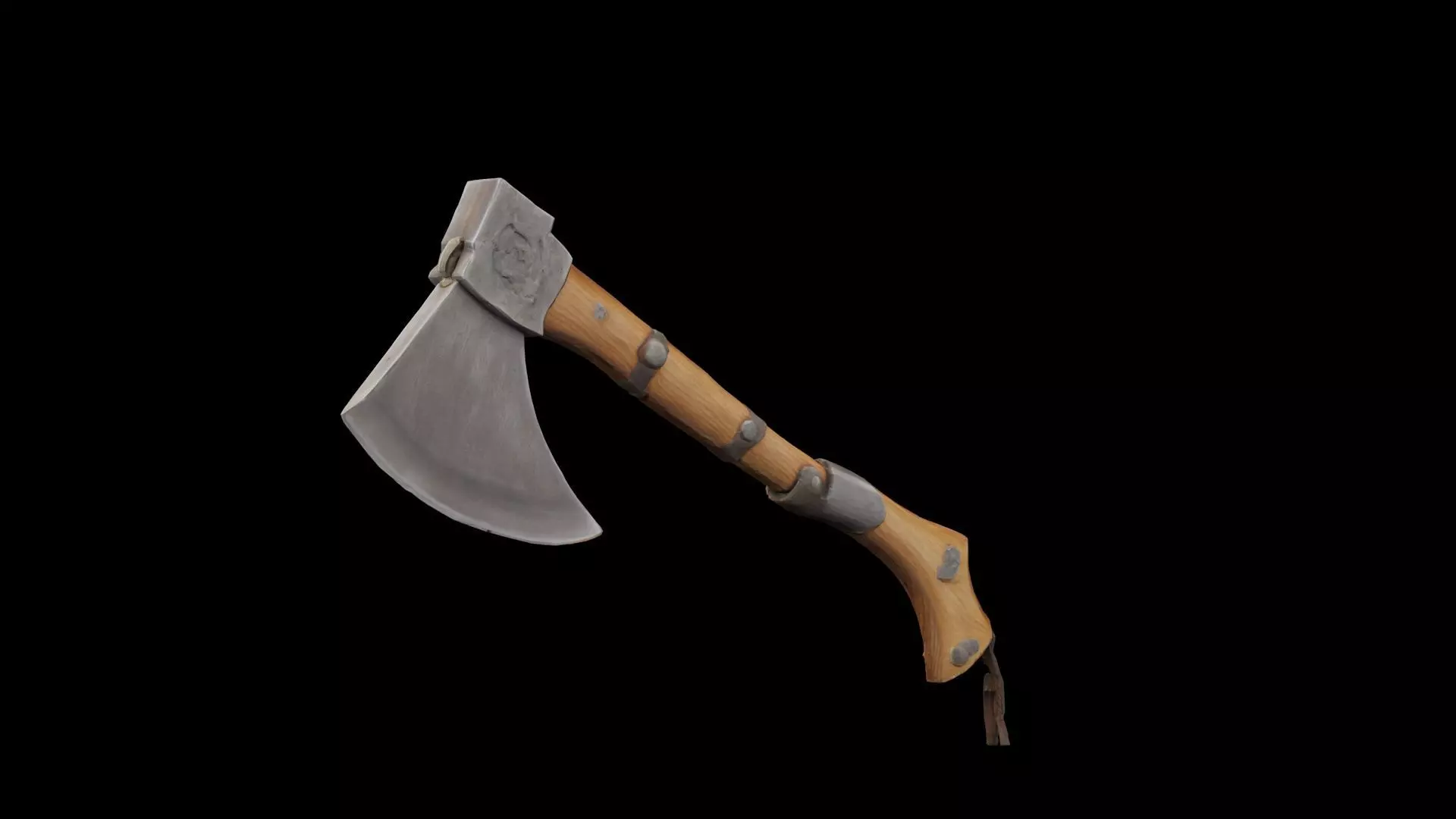 Medieval axe Low-poly 3D model_0