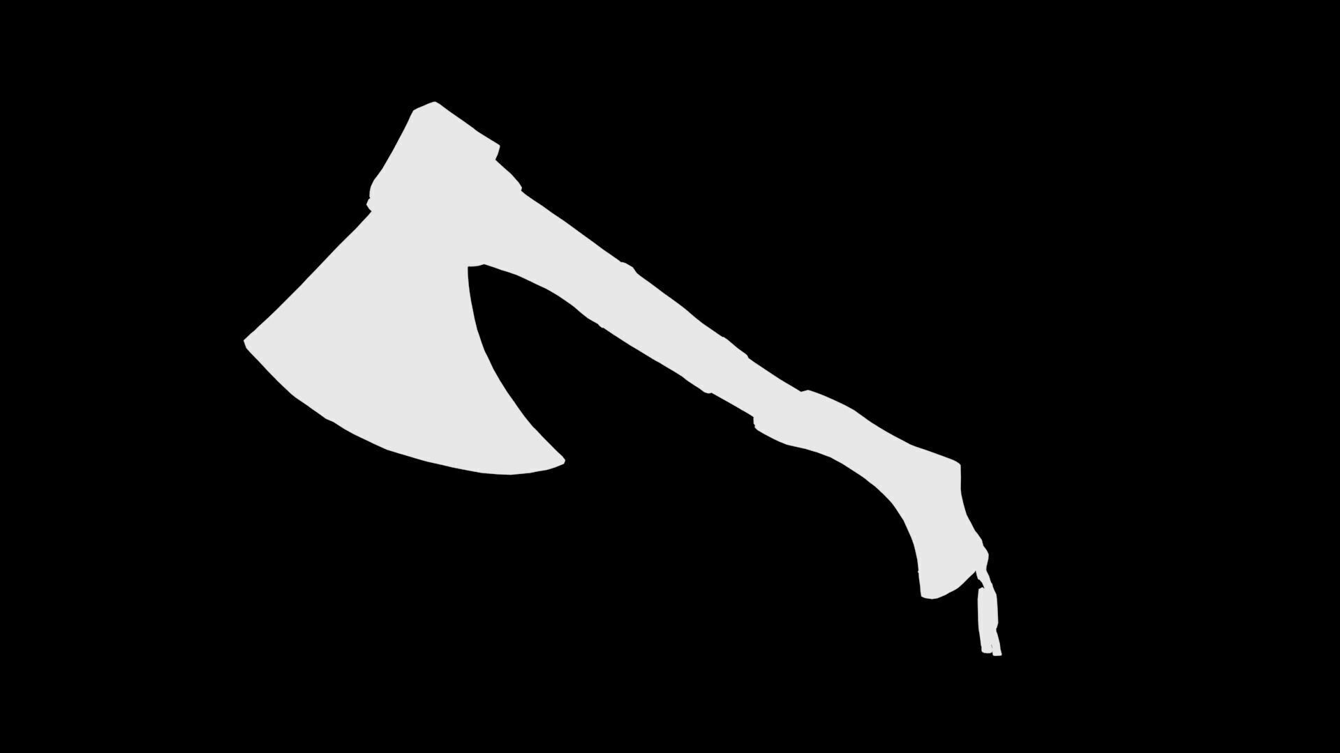 Medieval axe Low-poly 3D model_6