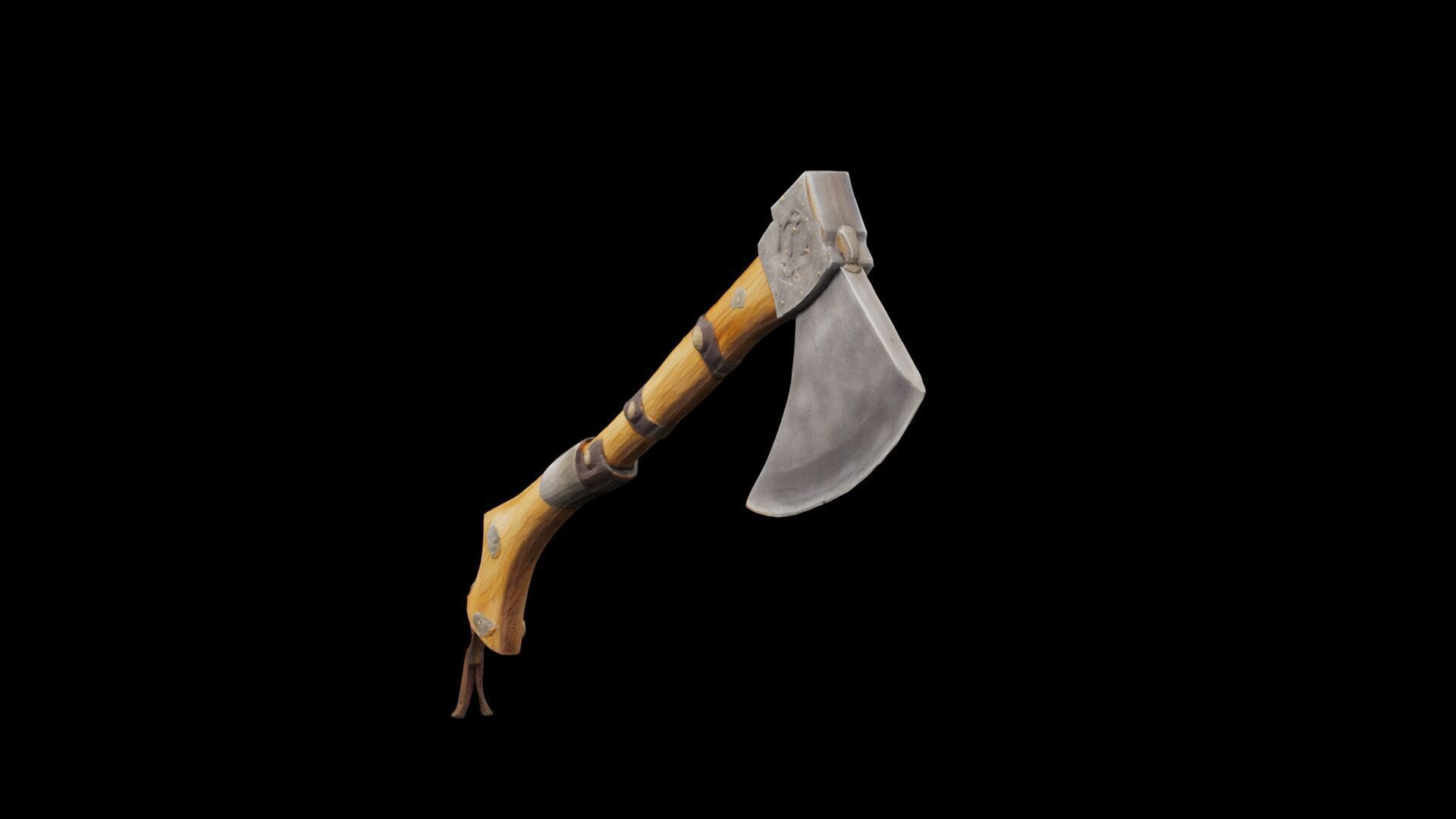Medieval axe Low-poly 3D model_4