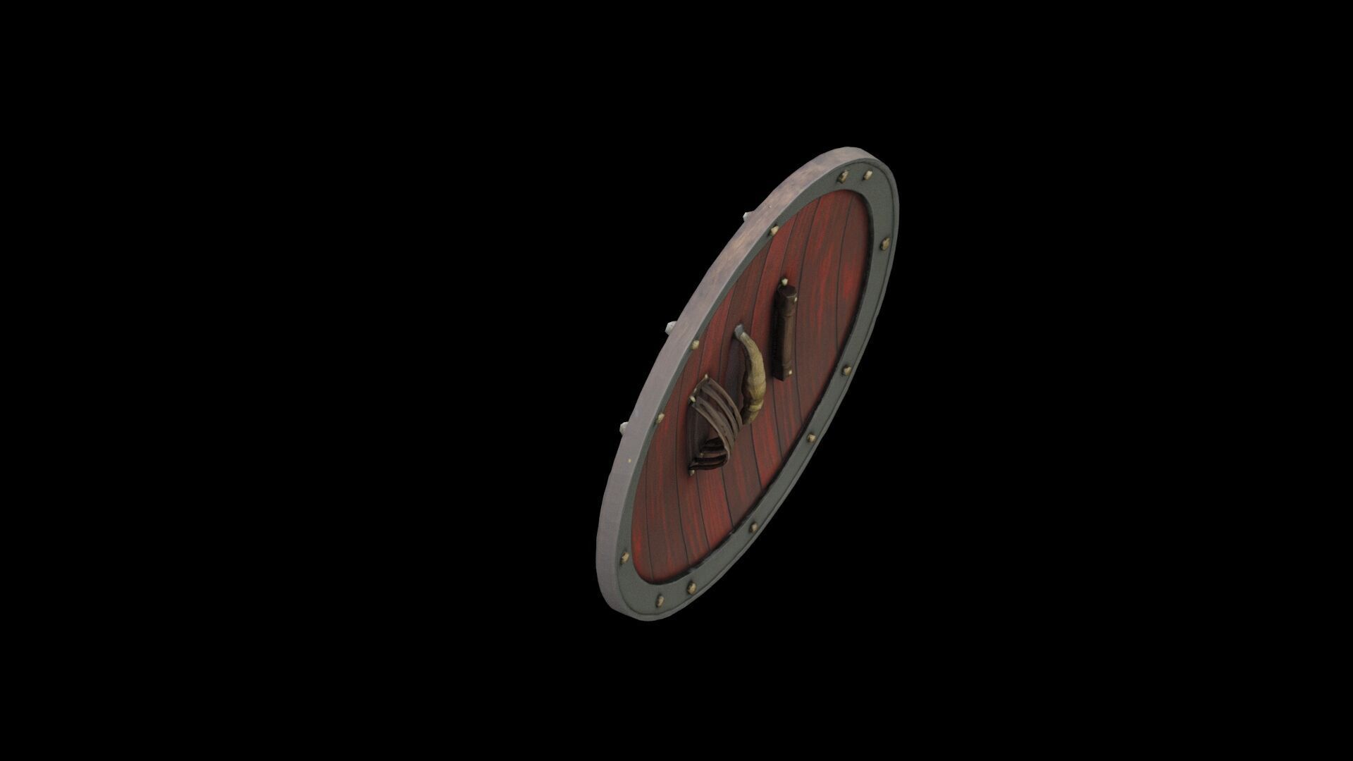 Medieval shield Low-poly 3D model_3