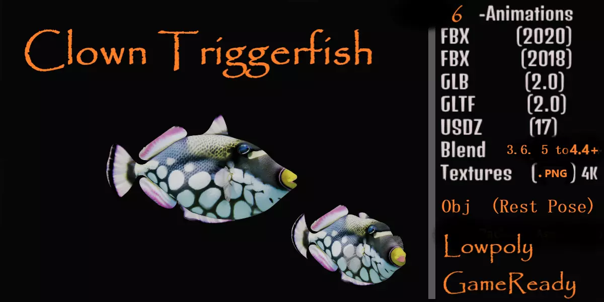 Clown Trigger Fish Low-poly 3D model_0