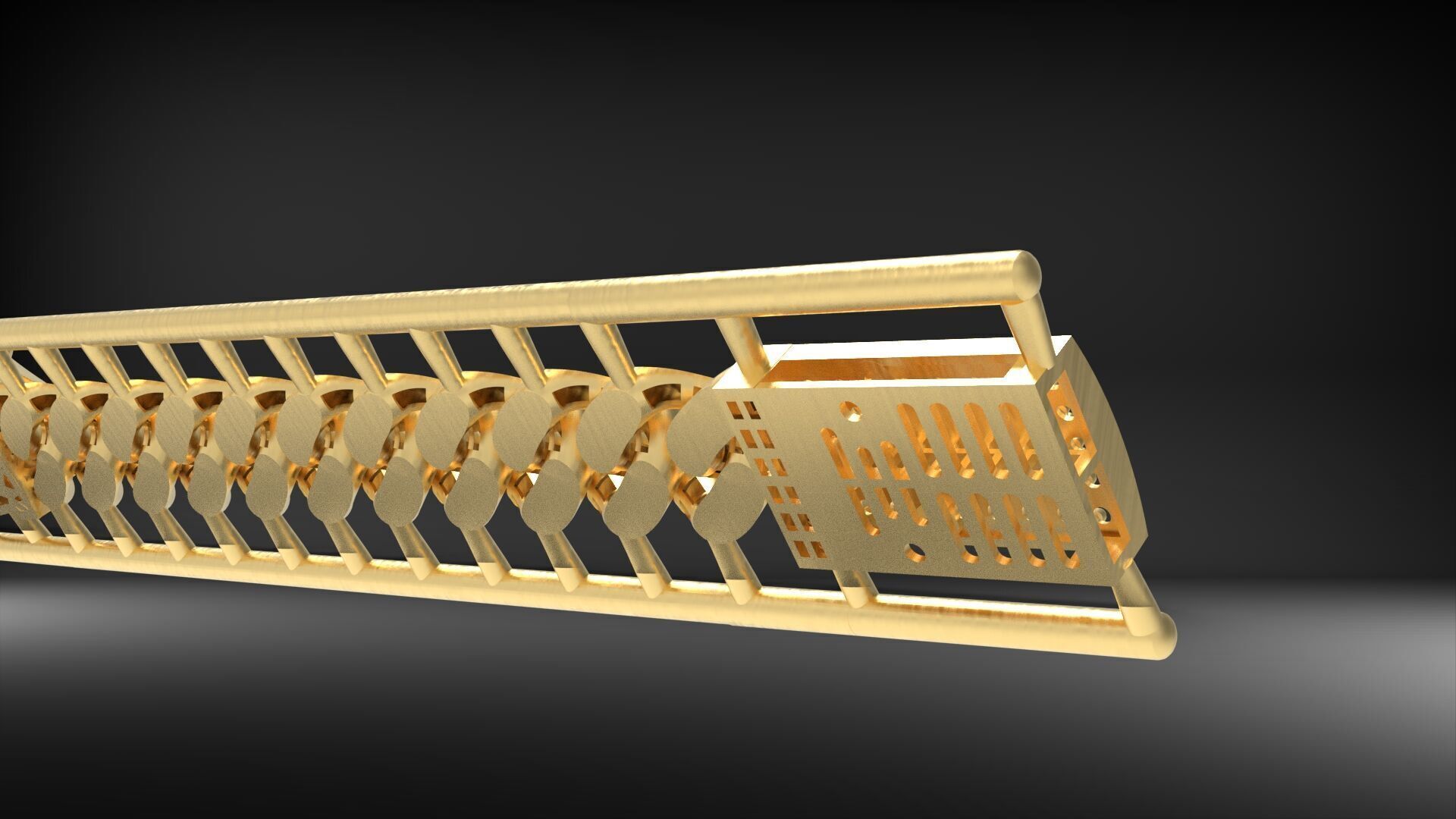 Luxury Gold Panther Clasp Cuban Link Bracelet Light Model 3D 3D print model_6