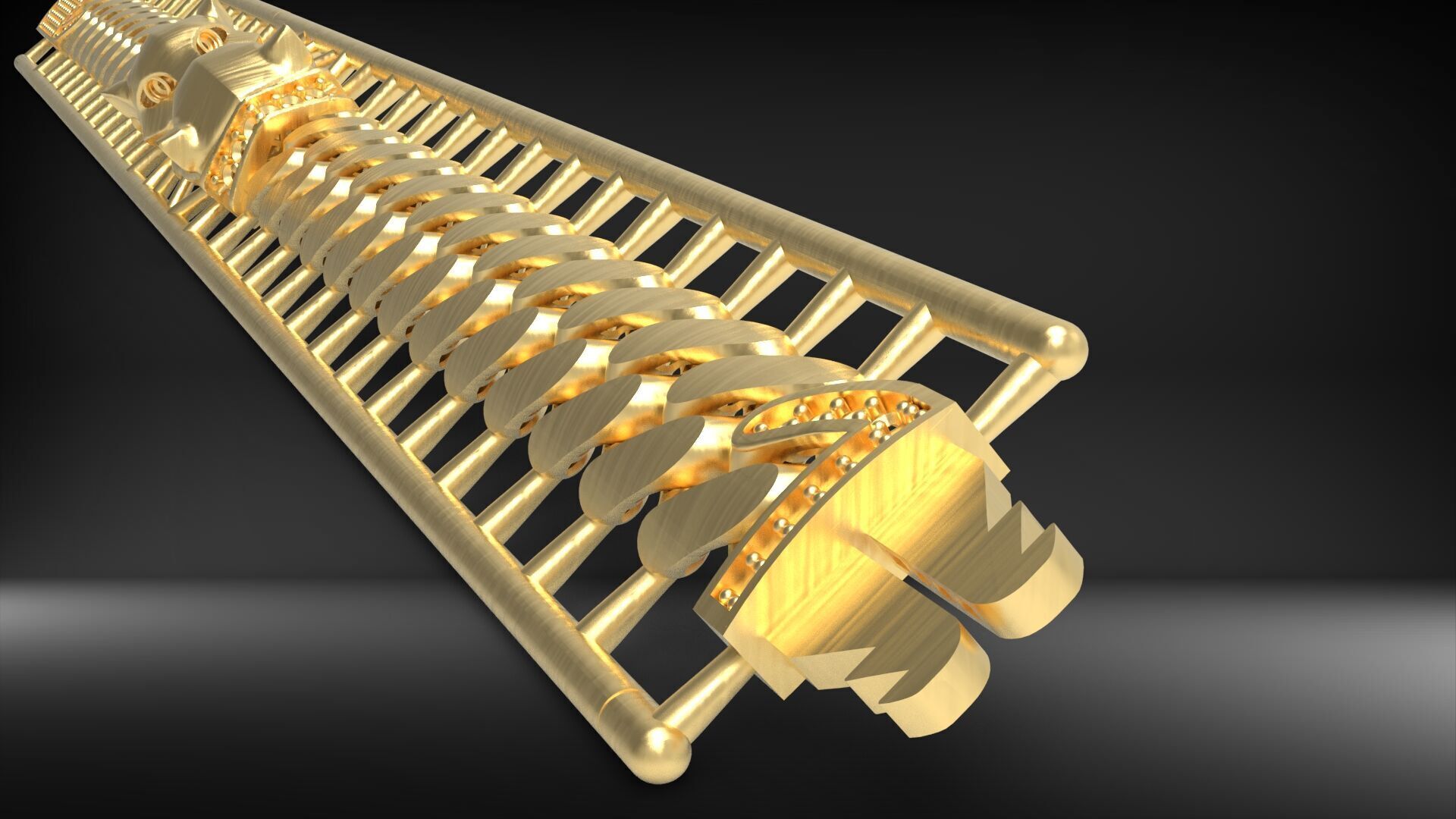 Luxury Gold Panther Clasp Cuban Link Bracelet Light Model 3D 3D print model_3