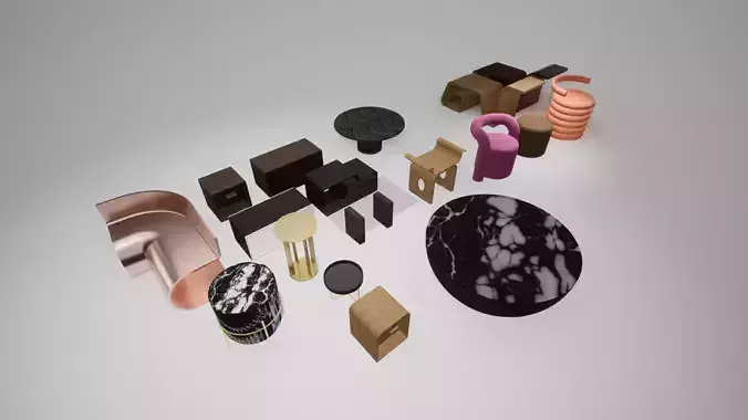 3D interior furniture model 3D print model