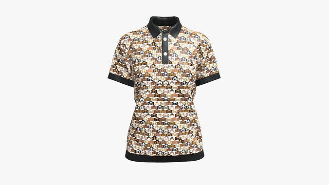 Ladies Printed Polo Tops In Low Poly Low-poly 3D model