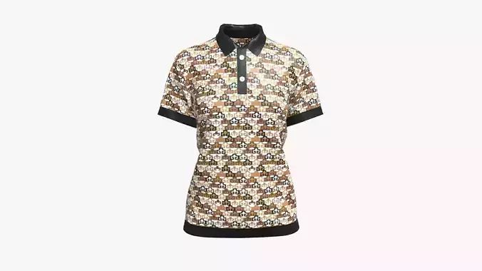 Ladies Printed Polo Tops In Low Poly