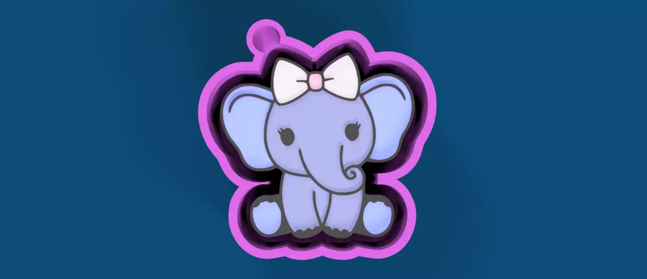 Cute Elephant Versatile Mold freshie 3D print model