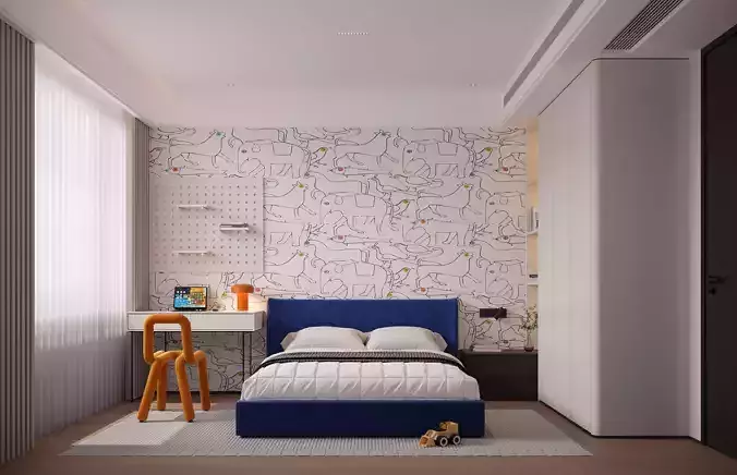 Modern Style Bedroom Interior  Master BedroomBoys RoomGuest Room 3D model