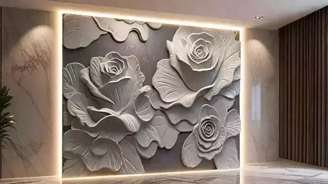 modern panel wall decor set relief stl mural CNC 174