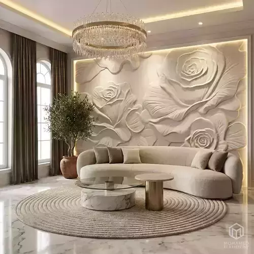 modern panel wall decor set relief stl mural CNC 174